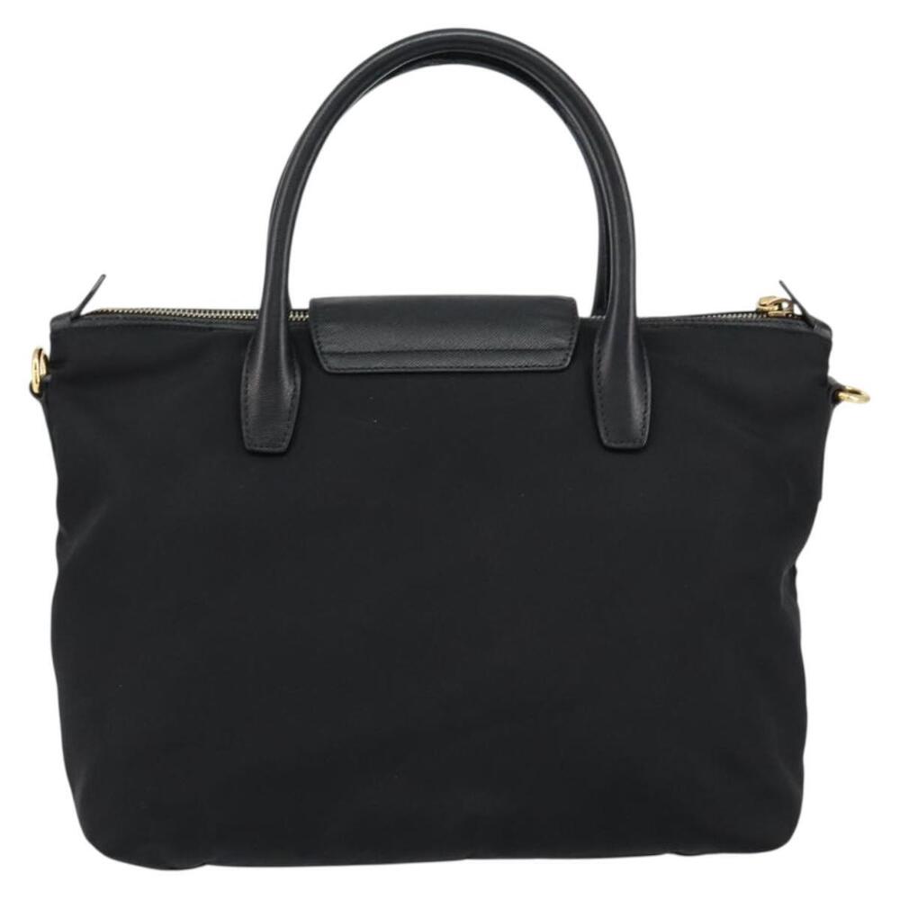 PRADA Hand Bag Nylon Black Gold Auth 148636 - Picture 2 of 16
